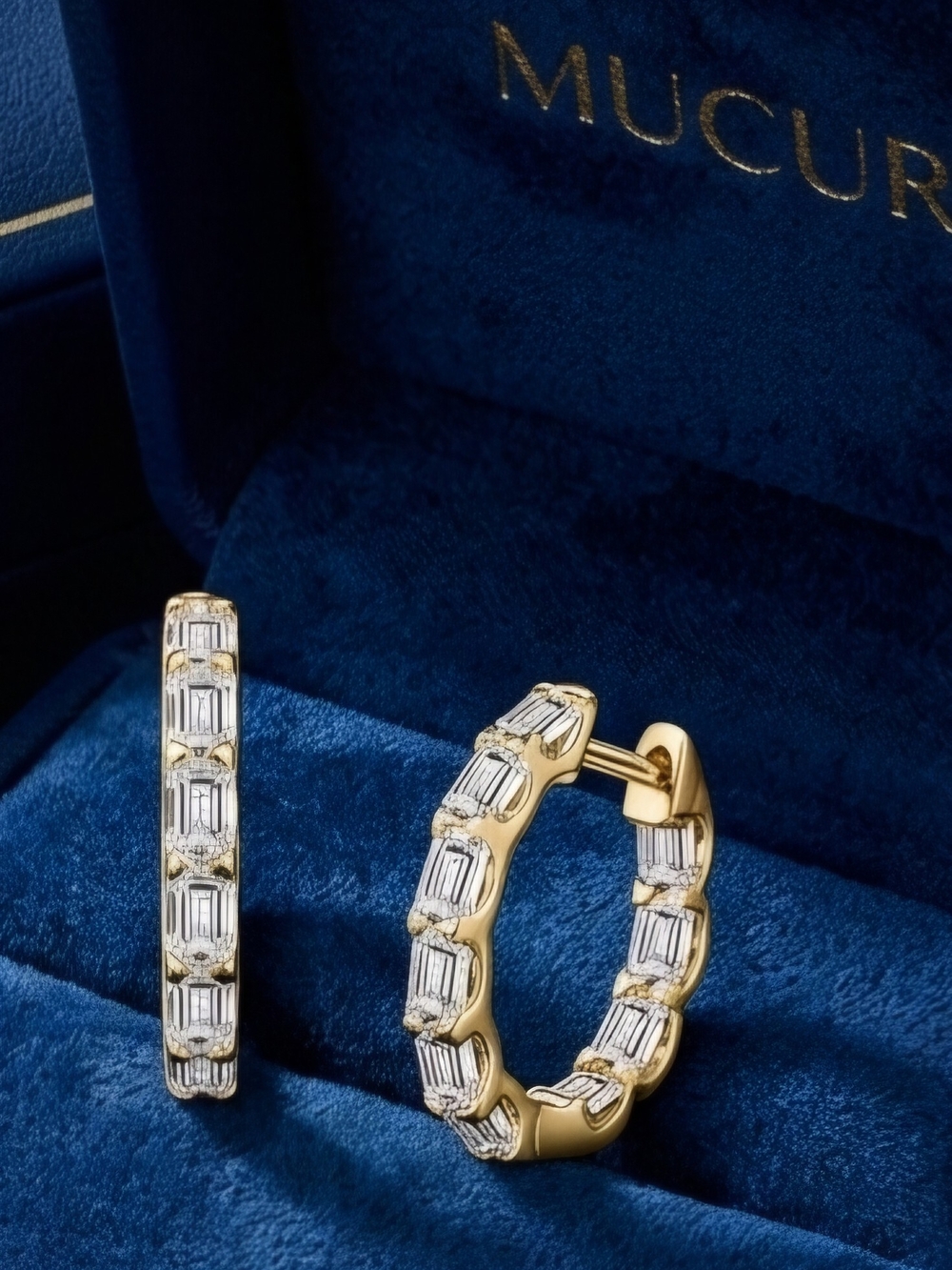Moissanite 2 CTW Baguette Hoop Earrings - White/Gold